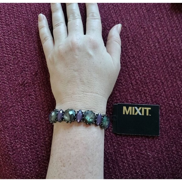 Mixit Stretch Bracelet Purple Silver Beads Jewelry OS Birthstone Fashion Costume - Picture 6 of 15